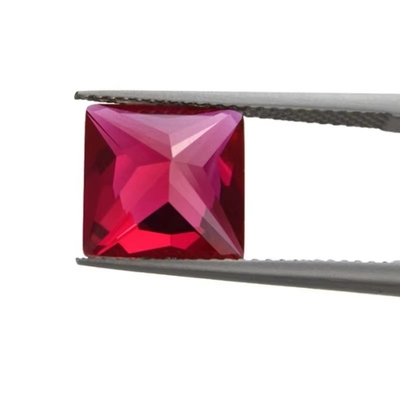 Princesa de corte cuadrado rubí sintético 5# Corindón piedra preciosa suelta Moissanite para anillos de compromiso