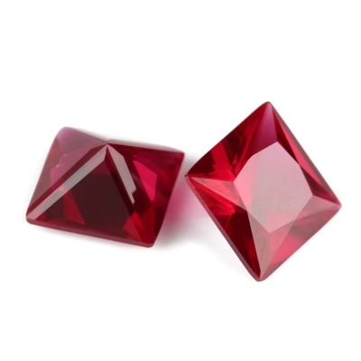 Princesa de corte cuadrado rubí sintético 5# Corindón piedra preciosa suelta Moissanite para anillos de compromiso