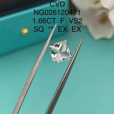 Certificado IGI NGIC Laboratorio de cultivo de diamante de corte cuadrado de princesa 1.66ct F VS2 Hpht Cvd