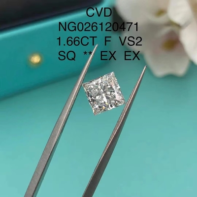 Certificado IGI NGIC Laboratorio de cultivo de diamante de corte cuadrado de princesa 1.66ct F VS2 Hpht Cvd
