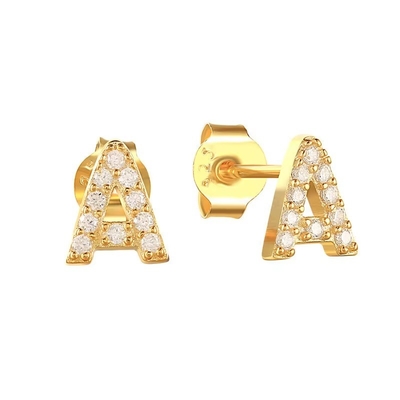 Moda de plata esterlina A-z Alfabeto de los aretes 18k Oro Revestido 925 de plata de las letras de los aretes Stud