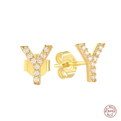 Moda de plata esterlina A-z Alfabeto de los aretes 18k Oro Revestido 925 de plata de las letras de los aretes Stud