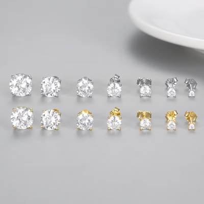Los pendientes de la moda coreana joyería 925 plata esterlina clásico de diamantes mono pendientes de 2-10 mm de zircónia pendientes para mujeres