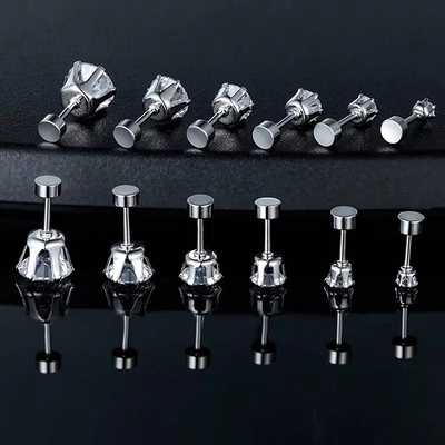 Moderno de acero de titanio aguja fina de acero inoxidable aretes redondos 18k dorados de zircón aretes