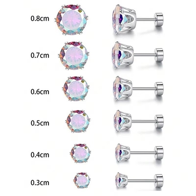 Moderno de acero de titanio aguja fina de acero inoxidable aretes redondos 18k dorados de zircón aretes