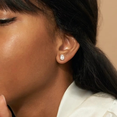 Minimalista Revestido de oro 925 Plata Diamante de punta de oreja 925 Brillante de plata Corazón de punta de oreja