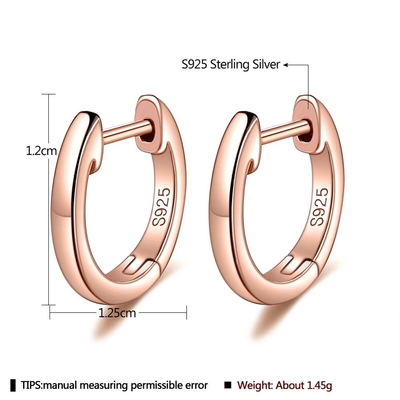 Revestido de oro 925 Sterling Plain Silver Cuff Ahorro de oro Vermeil Hoop Huggie Pequeños Orecillos Stud Mujeres Joyería