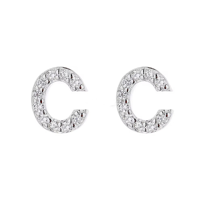 925 Sterling Silver Letter Earring Studs ABC Jewelry Stud Earrings With Rhodium Plated para mujeres