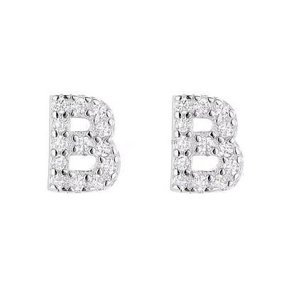 925 Sterling Silver Letter Earring Studs ABC Jewelry Stud Earrings With Rhodium Plated para mujeres