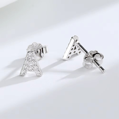 925 Sterling Silver Letter Earring Studs ABC Jewelry Stud Earrings With Rhodium Plated para mujeres