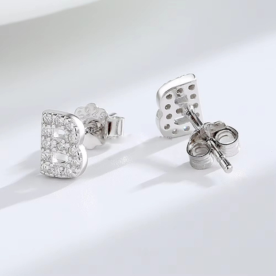 925 Sterling Silver Letter Earring Studs ABC Jewelry Stud Earrings With Rhodium Plated para mujeres