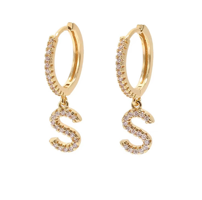 Modas de moda de plata esterlina con pendientes personalizadas joyas de oro 18K con pendiente de letras de moda