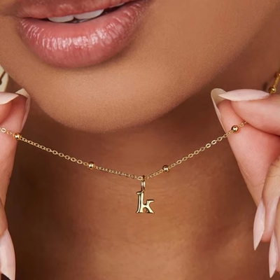 18k Oro Revestido 925 Plata Esterlina Metal 26 Letras Iniciales del Alfabeto Collares de Encanto