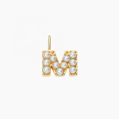 925 de plata Sterling Alfabeto de los aretes de las puntas de moda Joyería Perla Oro Alfabeto de las iniciales de la letra encantador colgante