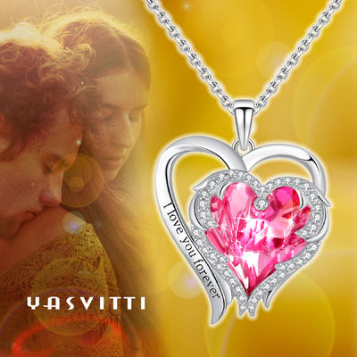 SGS pendiente Crystal Heart Pendant de moda del collar del corazón del amor 0.22oz de los 0.9x1.18in