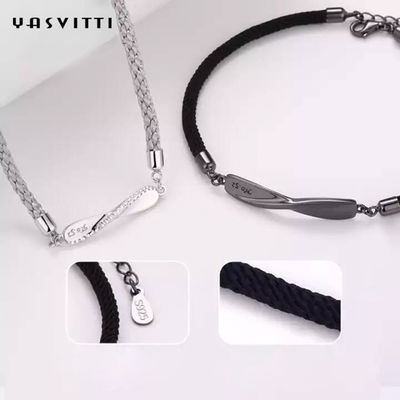pulsera de la secuencia del negro de los 8.7in 7g Sterling Silver Jewelry Bracelets 3A CZ