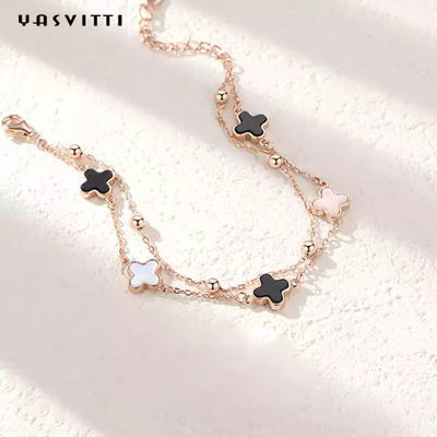 pulsera de plata sin plomo del resbalador de la pulsera 925 del trébol de la hoja 0.12oz cuatro de los 20cm