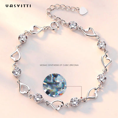 ODM de plata de la pulsera del corazón de los 7.9in 4.6g Sterling Silver Jewelry Bracelets Sterling