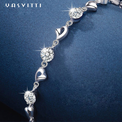ODM de plata de la pulsera del corazón de los 7.9in 4.6g Sterling Silver Jewelry Bracelets Sterling