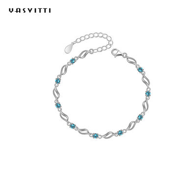 el rodio de moda de las pulseras ajustables de plata de 4.5g los 0.62ft plateó a Crystal Bracelet azul
