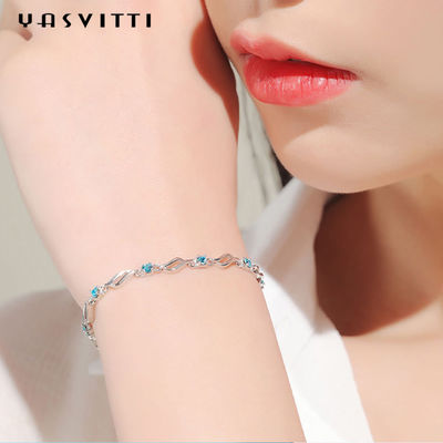 el rodio de moda de las pulseras ajustables de plata de 4.5g los 0.62ft plateó a Crystal Bracelet azul