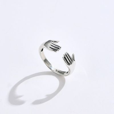 Anillo de Ring For Women 925 Sterling Silver Double Hand Shape del finger