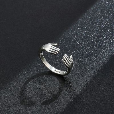 Anillo de Ring For Women 925 Sterling Silver Double Hand Shape del finger