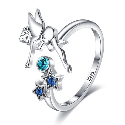 SGS de plata abierto libre del anillo de 0.08oz 21.1m m Sterling Silver Angel Ring Nicke