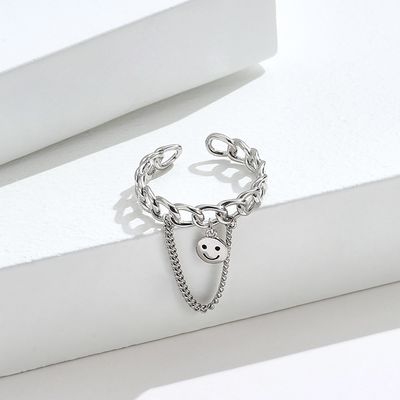 Anillo sonriente de la cara del festival de los 0.08CM 1.7g Sterling Silver Jewelry Rings Unisex
