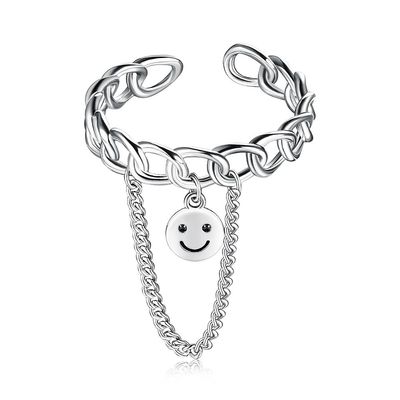 Anillo sonriente de la cara del festival de los 0.08CM 1.7g Sterling Silver Jewelry Rings Unisex