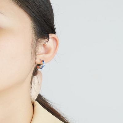 pendiente de moda de la estrella de la luna de 0.07oz el 1.4x1.2cm Sterling Silver Jewelry Earrings Blue