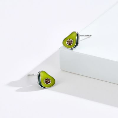 pernos prisioneros de los pendientes del aguacate del 1.1x0.9cm 2.29g Sterling Silver Jewelry Earrings Unisex