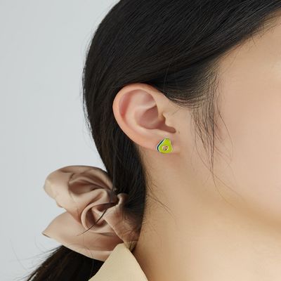 pernos prisioneros de los pendientes del aguacate del 1.1x0.9cm 2.29g Sterling Silver Jewelry Earrings Unisex