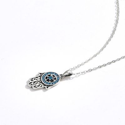 collar pendiente de la mano de 14.5x11m m 220mg Sterling Silver Jewelry Necklaces Turkish los 48cm