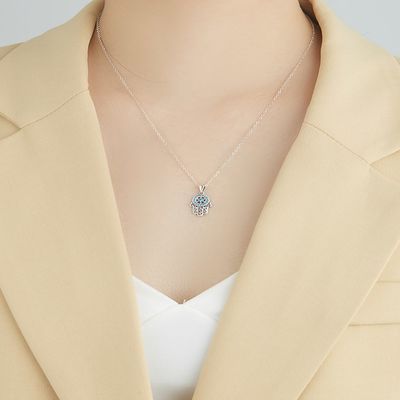collar pendiente de la mano de 14.5x11m m 220mg Sterling Silver Jewelry Necklaces Turkish los 48cm