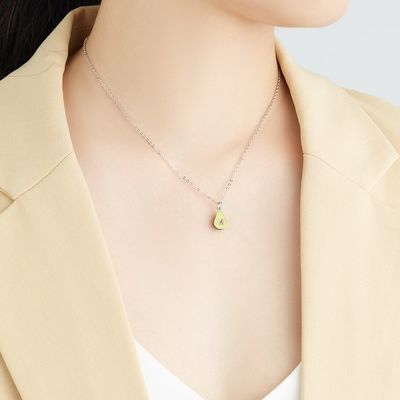 el 1.1x0.8cm 5A 17,7” Sterling Silver Jewelry Necklaces pendiente en forma de pera 2.9g