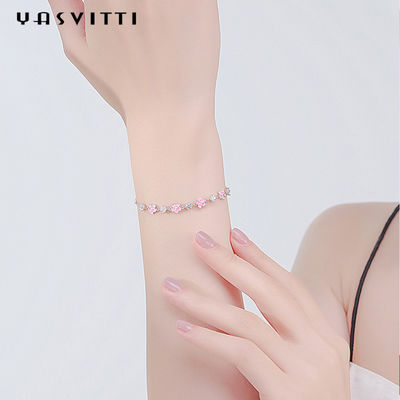 Zircon Cherry Blossom Bracelet de 0.16oz los 0.19m Sterling Silver Jewelry Bracelets S925