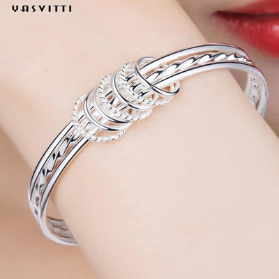 SGS de plata de la pulsera del brazalete del círculo los 5.8cm 23g Crystal Bracelet Rhodium Boho Crystal