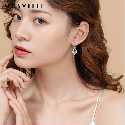 pendientes azules del Zircon de 0.16oz 31x11m m Sterling Silver Heart Dangle Earrings 5A CZ