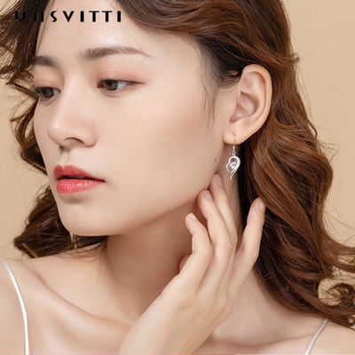 pendientes azules del Zircon de 0.16oz 31x11m m Sterling Silver Heart Dangle Earrings 5A CZ