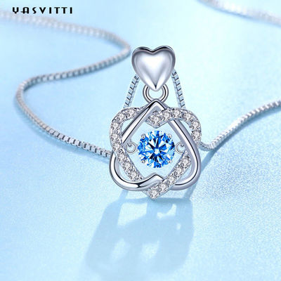 collar acentuado de la estrella del corazón seis del 1.2x2cm 2.2g Sterling Silver Jewelry Necklaces S925
