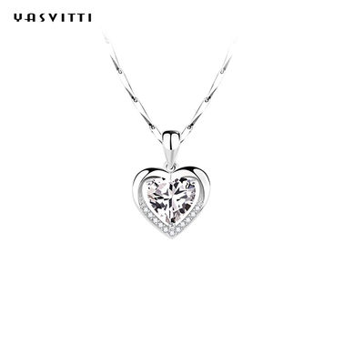 collar de la circona cúbica de la novia de los 0.69ft 0.7oz Sterling Silver Heart Pendant Necklace