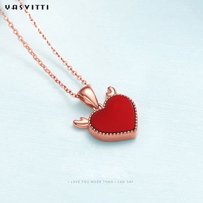 collar de moda del corazón de la asta de los ciervos de 3gram el 15.7in Sterling Silver Heart Pendant Necklace