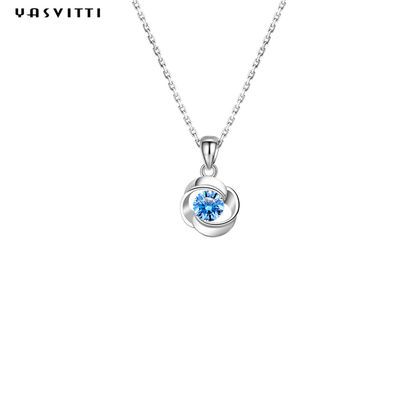 Joyería pendiente de los collares de la piedra geométrica de lujo de Sterling Silver Necklace Blue Topaz