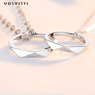 collar de plata sólido de acero inoxidable de Ring Necklace 0.14oz del amor de 2m m los 33ft