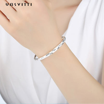pulsera ajustable para mujer del tirón de los 9.84in 0.16oz Sterling Silver Jewelry Bracelets Push