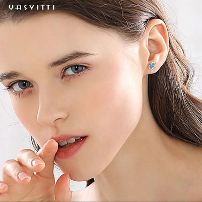 novia de piedra azul del pendiente del SGS de 0.04oz el 1x0.8cm Sterling Silver Heart Earrings