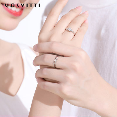 anillo de compromiso del Zircon del diamante artificial del ODM de los 0.21cm 0.071oz Sterling Silver Jewelry Rings