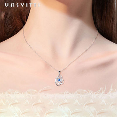 1,1 gramos 16.76m m Sterling Silver Jewelry Necklaces 5A CZ Sapphire Stone Necklace