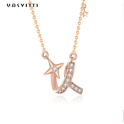 collar torcido ceremonia de la estrella del oro de 2g el 17.7in Sterling Silver Jewelry Necklaces 18k